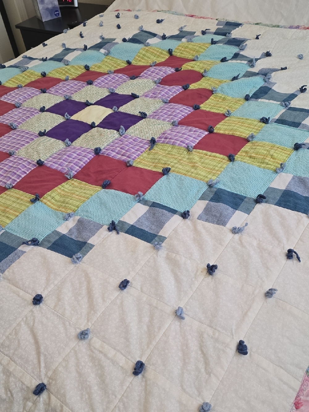 Handmade Multicolor Patchwork Cotton Bedding Quilt - Unbranded 63" Appr.